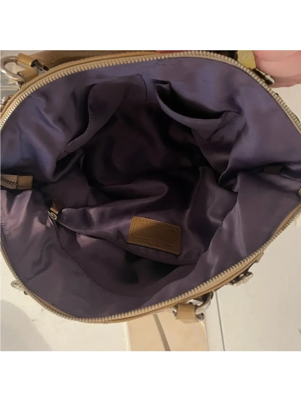 Coach Madison Lindsey Tan Patent Leather Bag